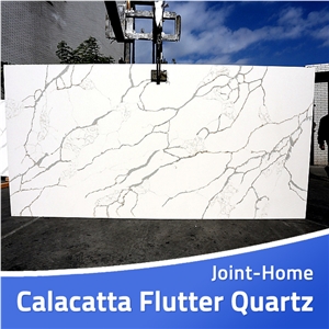 Calacatta Flutter Quartz Slabs for Bath Countertop