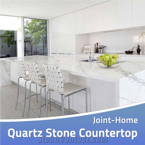 Calacatta Laza Quartz Stone Kitchen Countertops