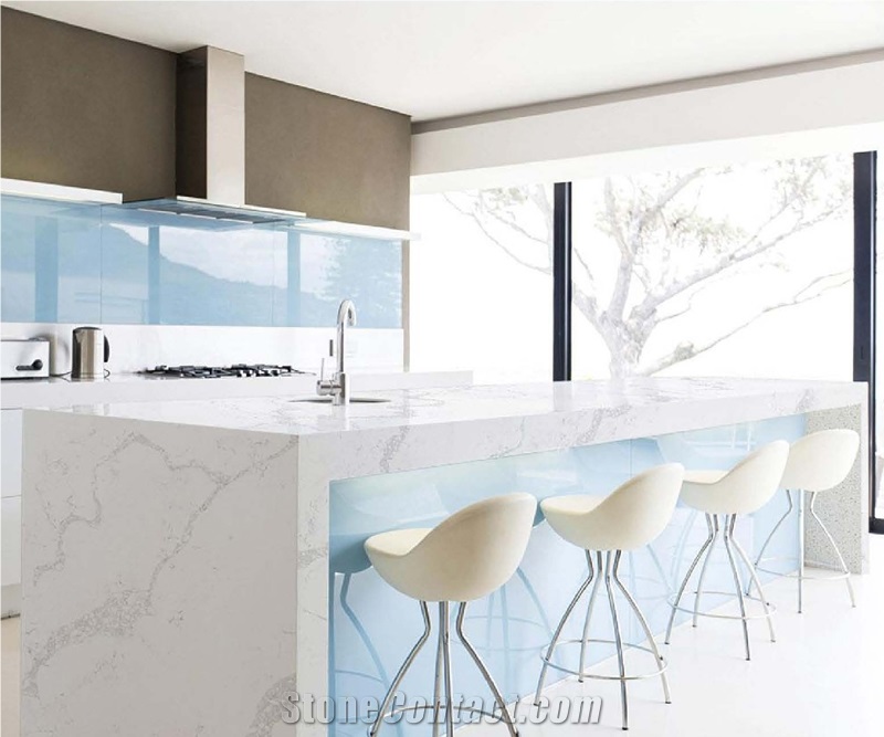 Cararra White Engineered Stone Quartz Countertops