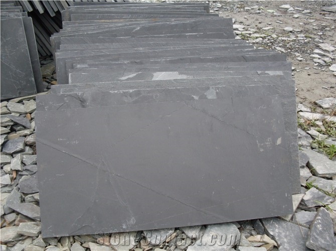 Cheap Black Riven Slate Park Flooring Tiles