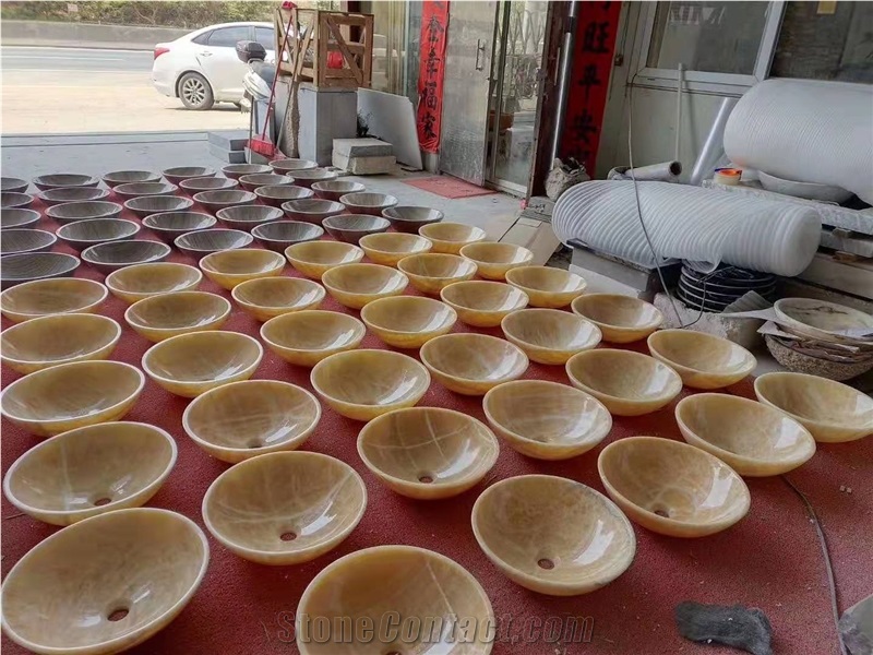 China Honey Onyx Round Sink with Rough Shape