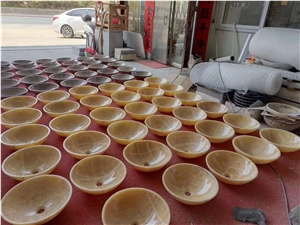 China Honey Onyx Round Sink with Rough Shape