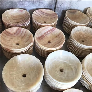 Chinese Yellow Honey Onyx Vessel Sinks Basin Bowls