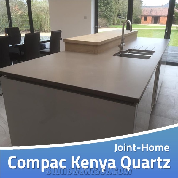 Compac Kenya Unsui Brown Quartz Kitchen Countertop