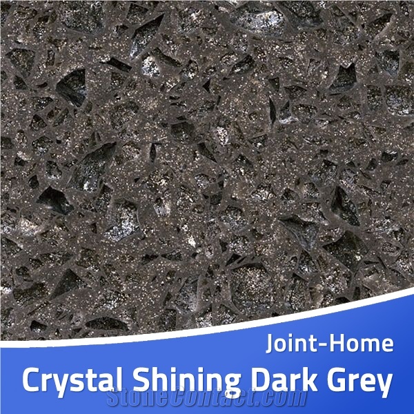 Crystal Shining Dark Grey Quartz Stone Tile Slab