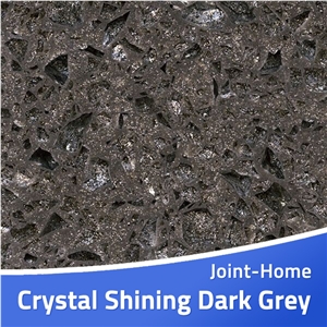 Crystal Shining Dark Grey Quartz Stone Tile Slab