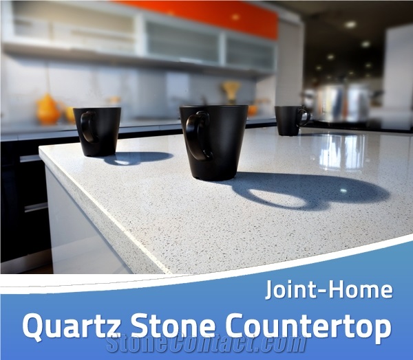 Crystal Sparkle White Quartz Stone Bar Countertops