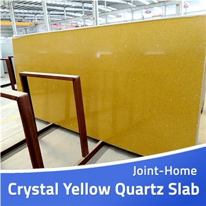 Crystal Yellow Color Quartz Stone Factory Slab