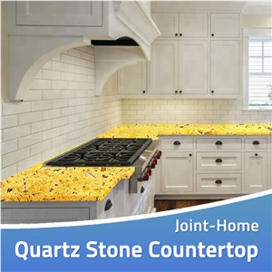 Crystal Yellow Quartz Surface Kitchen Bar Worktops
