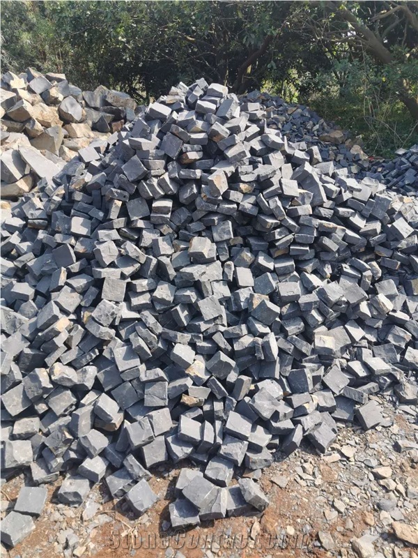 Good Price Black Cobblestone Cube Granite Pavers