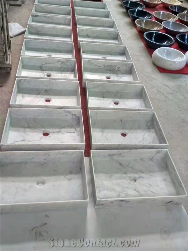 Guangxi White Marble Rectangle Polished Basin Sink