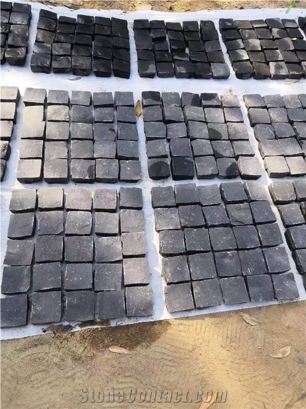 Hot Sale Black Granite Cube Cobble Stone Pavers
