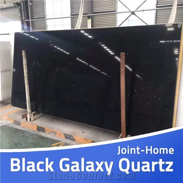 Pure Dark Black Galaxy Quartz Slabs Cheap Prices