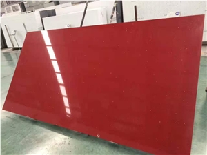 Pure Red Color Artificial Stone Quartz Countertops