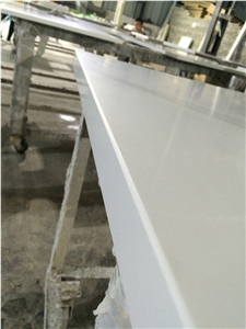 Pure White Quartz Stone Prefab Desk Countertops