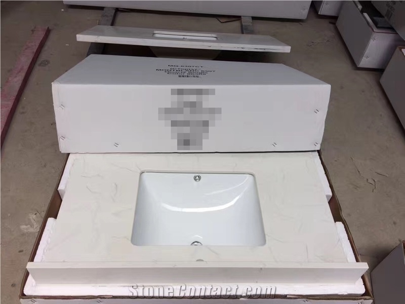Quartz Bathroom Countertops with Integrated Sink