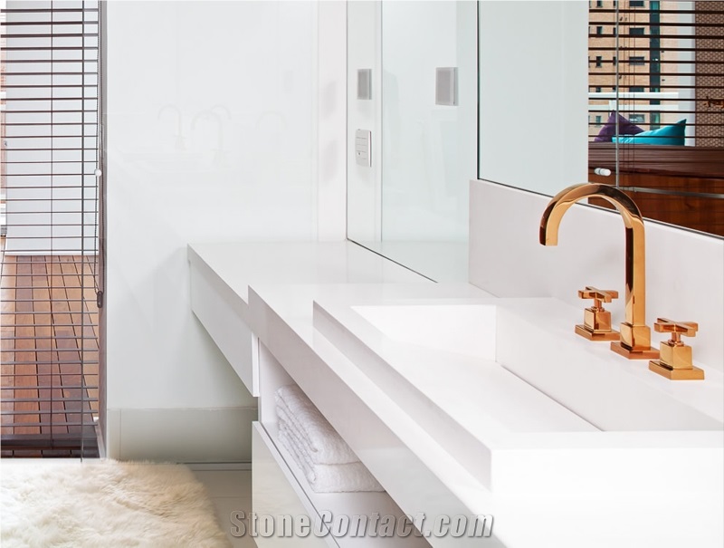 Quartz Countertop Vanity Sink Bathroom Prefab Tops