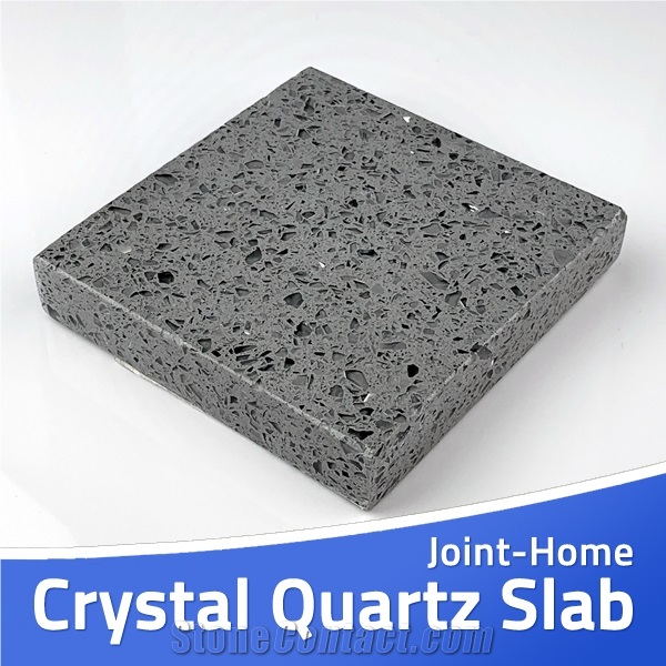 Sparkling Grey Crystal Gray Color Quartzstone Slab