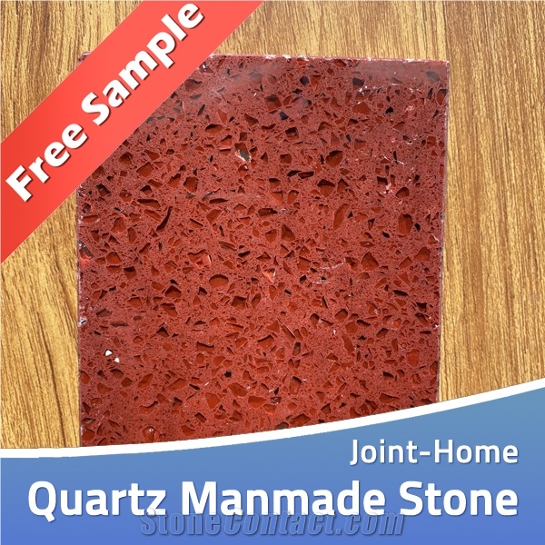 Sparkling Red Crystal Quartzstone Slab Free Sample