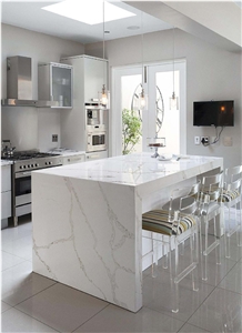 White Quartz Stone Kitchen Countertop Slabs