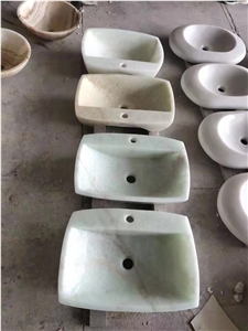 Yellow Honey Onyx Jade Round Wash Sinks Basins