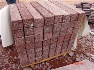 Porphyry Red, Dayang Red Porphyry Rosa Porfido Kerbstone Pineappled Saw Curbs