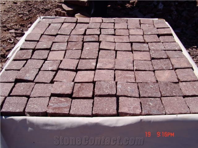 Porphyry Red Pavers, Rosa Porfido Cubes, Dayang Red Porphyry Split Cobbles