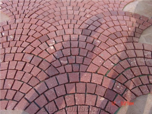Porphyry Red Pavers, Rosa Porfido Cubes, Dayang Red Porphyry Split Cobbles