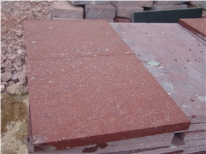 Porphyry Red Porfido Tiles Flamed, Polished, Cubes