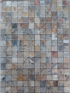 Sunrise Travertine Tumbled Mosaic 1x4.8x4.8 (Cm)