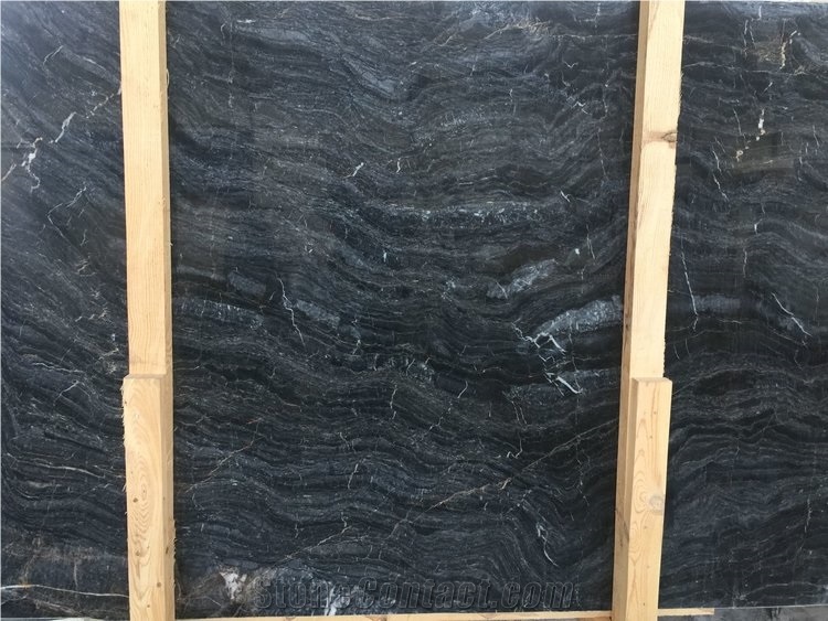 Black Wave Marble Slabs Polished