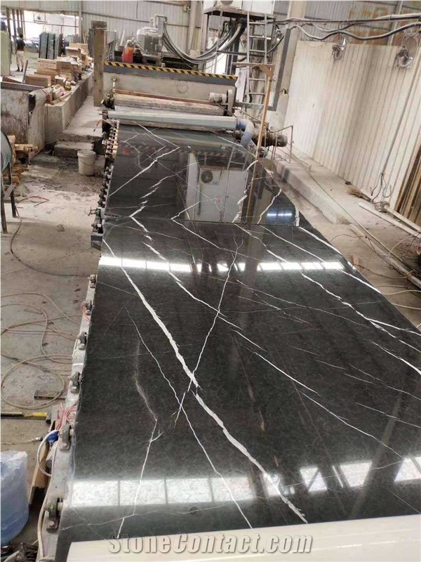 Bookmatched China Marquina Black Marble Slabs