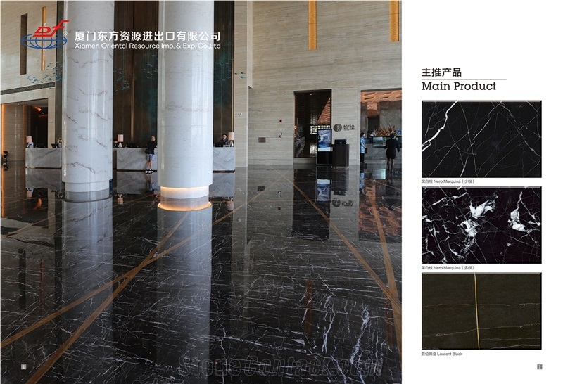 Bookmatched China Marquina Black Marble Slabs