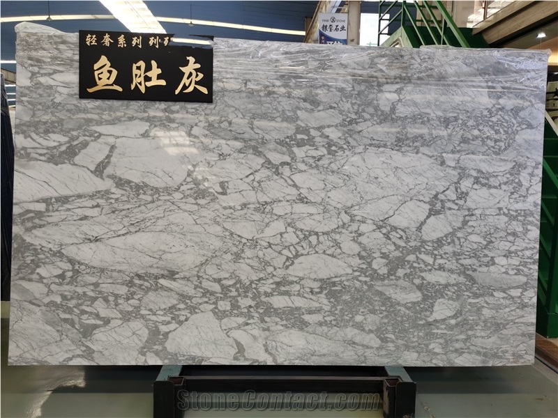 Arabescato White Marble Slabs with Grey Veins