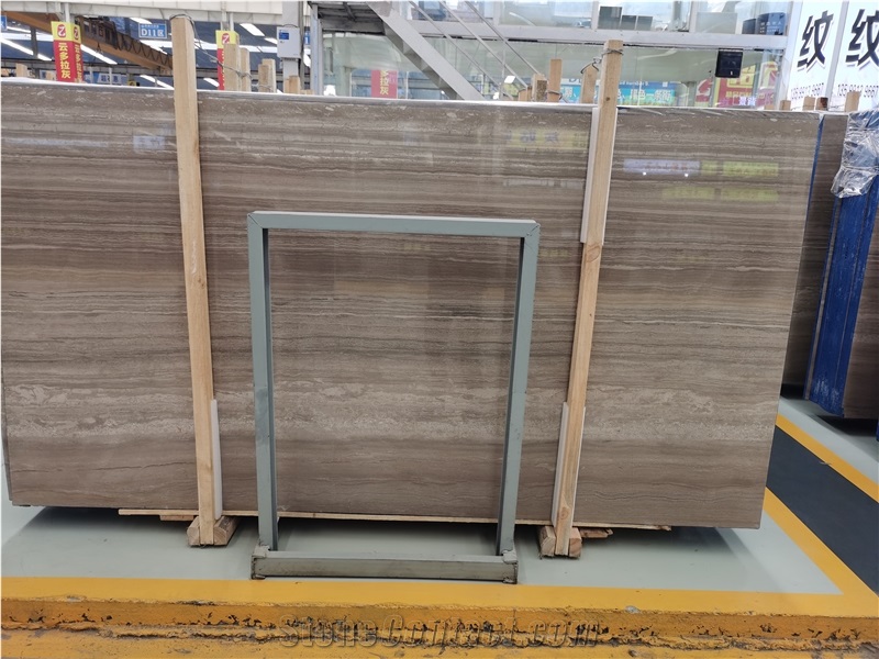 Brown Coffee Wooden Vein Marble Slabs Cheap Price
