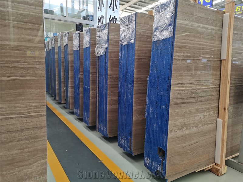 Brown Coffee Wooden Vein Marble Slabs Cheap Price