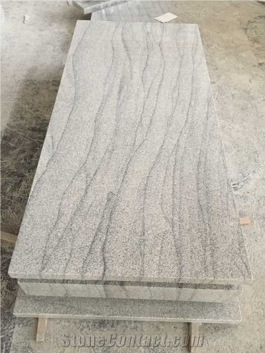 New China Viscount White Grey Granite Tombstone