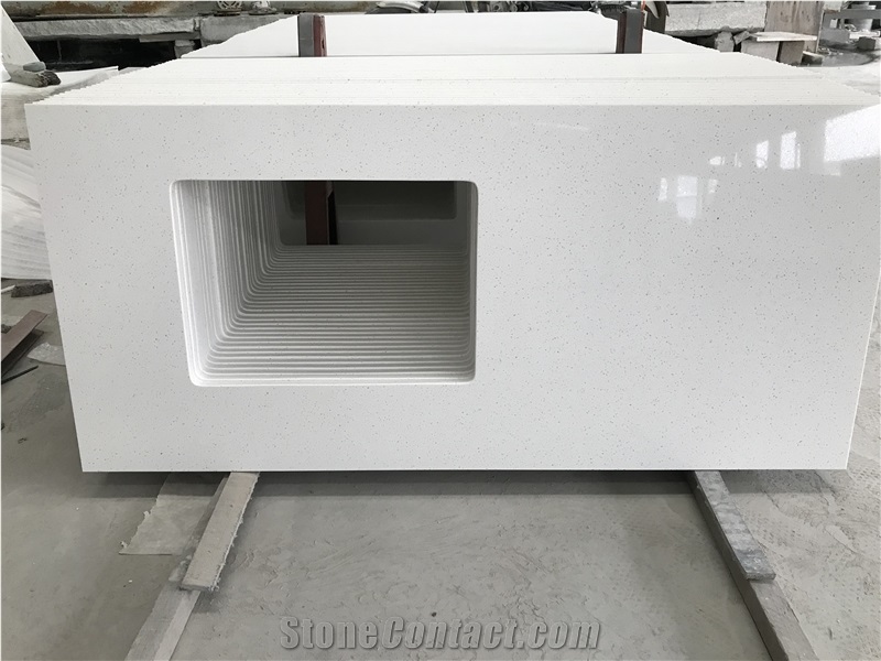 Pure White Quartz Stone Kitchen Countertop Worktop