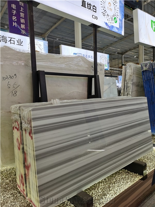 White Marble Line Wall Tiles