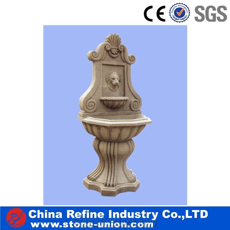 Carved Beige Marble Fountain,Exterior Decoration