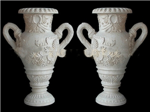 Cheap Hand Carved Garden Marble White Flower Pots