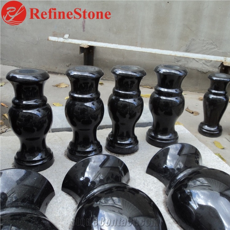 Cheap Shanxi Black Granite Grave Headstone Vases