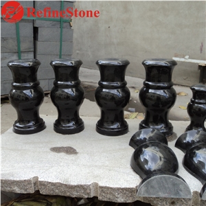 Cheap Shanxi Black Granite Grave Headstone Vases