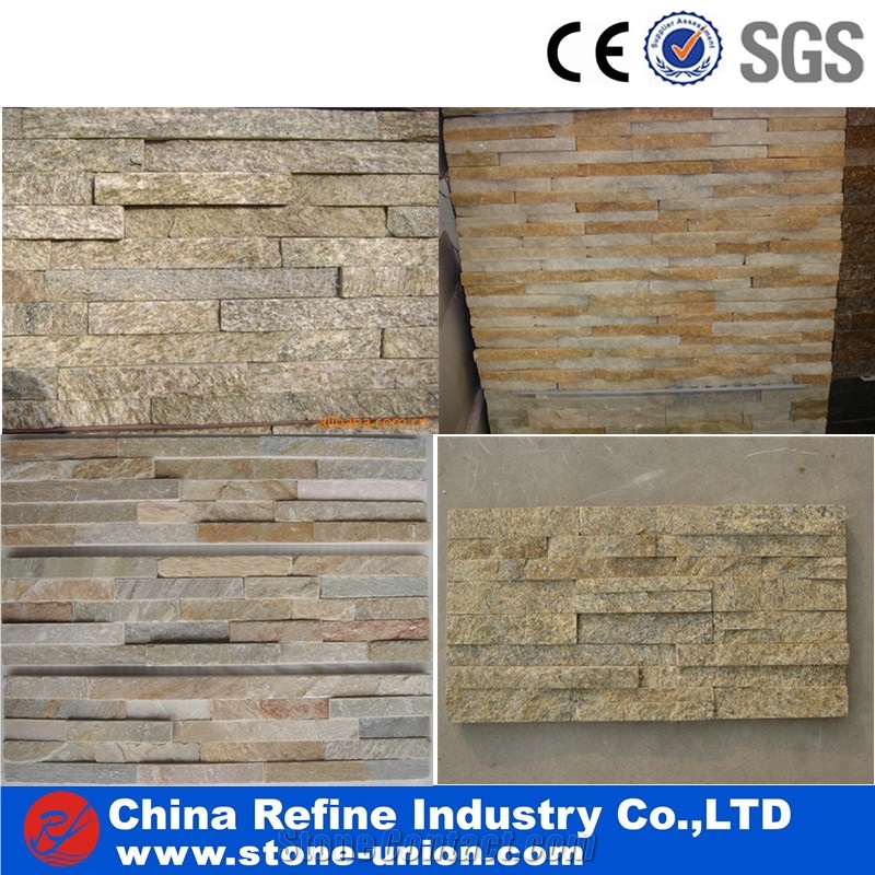 Cheap Yellow Quartzite Wall Covering Ledge Stone