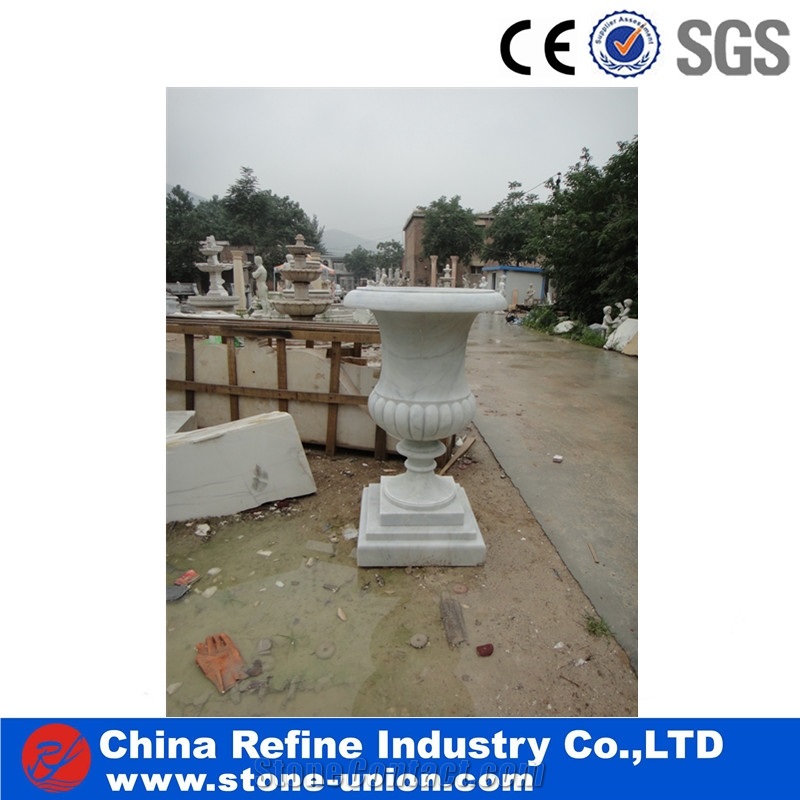 Chinese White Marble Stone Planters,Flower Pots