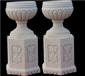 Hand Carved White Marble Decorative Flower Pots & Planter