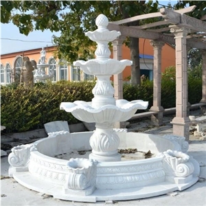 Large Outdoor Garden White Marble Pool Fountain