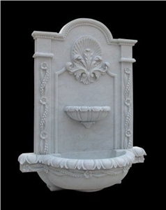 Outdoor Classic White Marble Garden Wall Mounted Fountain