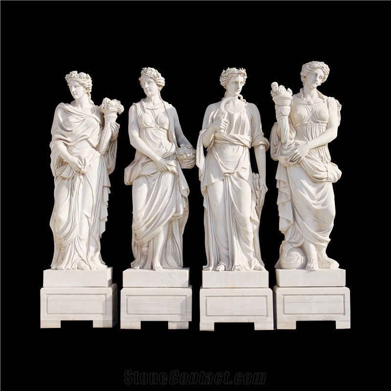 Polished Angel Sculptures White Marble Statue