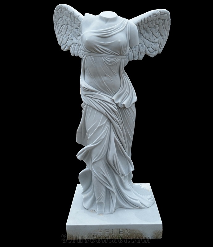 Polished Angel Sculptures White Marble Statue